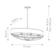 Lampadario ovale a 8 luci con diffusore in vetro e organza dal design moderno