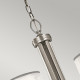 Lampadario rustico in acciaio con diffusori in vetro opalino e maglia di lino
