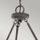 Lampadario stile rustico a 6 luci in metallo e impiallacciatura in legno