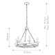 Lampadario stile rustico a 6 luci in metallo e impiallacciatura in legno