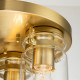 Plafoniera da soffitto in acciaio dal design industrial con 6 diffusori in vetro