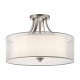 Plafoniera da soffitto rustica media con diffusore in vetro opalino e lino