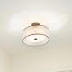 Plafoniera da soffitto rustica media con diffusore in vetro opalino e lino