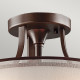 Plafoniera da soffitto rustica grande con diffusore in vetro opalino e lino