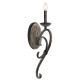 Lampada da parete stile rustico a 1 luce in metallo e impiallacciatura in legno