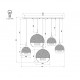 Lampada a sospensione elegante con 5 diffusori rotondi in vetro dorato