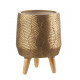 Cache-pot basso in ceramica con piedi in legno dal design moderno