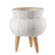 Cache-pot grande in ceramica con piedi in legno decorato a mano