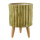 Cachepot alto in ceramica de texture finto bamboo e piedi in legno