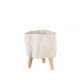 Cachepot basso in ceramica con piedi in legno