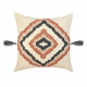 Cuscino quadrato in cotone con ricami e nappe 45x45