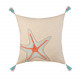Cuscino quadrato in cotone con ricami e stella marina 45x45