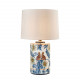 Lampada da tavolo con base in porcellana e diffusore in tessuto