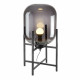 Lampada da tavolo moderna con cupola in vetro fumé e base in metallo nero