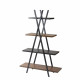 Libreria design moderno a X con ripiani in legno e nero opaco