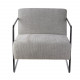 Poltrona moderna in tessuto grigio con struttura in metallo
