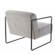 Poltrona moderna in tessuto grigio con struttura in metallo