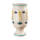 Vaso in ceramica alto con visi decorati a mano
