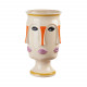 Vaso in ceramica basso con visi decorati a mano