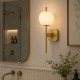 Applique da bagno in metallo con diffusore in vetro dal design moderno