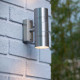 Applique a LED da esterno in acciaio e doppio diffusore dal design moderno