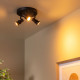 Faretto da soffitto in metallo con triplo diffusore orientabile