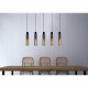 Lampada a sospensione con 5 diffusori lineari in vetro dal design moderno