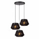 Lampada a sospensione con struttura in metallo e 3 diffusori in tessuto
