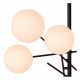 Lampadario con struttura in metallo e sei diffusori in vetro