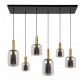 Lampada a sospensione dal design moderno lineare con 6 diffusori in vetro