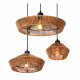 Lampada a sospensione in metallo con 3 diffusori in carta dal design rustico
