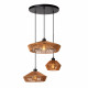 Lampada a sospensione in metallo con 3 diffusori in carta dal design rustico