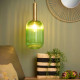 Lampada a sospensione in metallo con diffusore in vetro dal design moderno