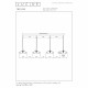 Lampada a sospensione in metallo con quattro diffusori lineari in vetro opalino