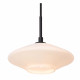Lampada a sospensione in metallo con quattro diffusori lineari in vetro opalino