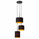 Lampada a sospensione in metallo dal design moderno con 3 diffusori in tessuto