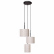 Lampada a sospensione in metallo dal design moderno con 3 diffusori in tessuto