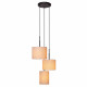 Lampada a sospensione in metallo dal design moderno con 3 diffusori in tessuto