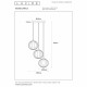 Lampada a sospensione in metallo dal design moderno con 3 diffusori in vetro