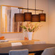 Lampada a sospensione in metallo dal design moderno con 4 diffusori in tessuto