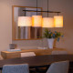 Lampada a sospensione in metallo dal design moderno con 4 diffusori in tessuto