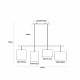 Lampada a sospensione in metallo dal design moderno con 4 diffusori in tessuto