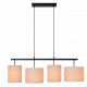 Lampada a sospensione in metallo dal design moderno con 4 diffusori in tessuto