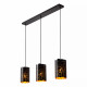 Lampada a sospensione lineare con 3 diffusori in metallo dal design moderno