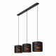 Lampada a sospensione lineare con 3 diffusori in metallo dal design moderno