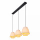 Lampada a sospensione lineare con 3 diffusori in tessuto dal design moderno