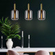 Lampada a sospensione lineare con 3 diffusori in vetro dal design moderno