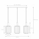 Lampada a sospensione lineare con 3 diffusori pendenti con diffusore in tessuto