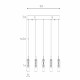 Lampada a sospensione lineare con 5 diffusori LED dimemrabili