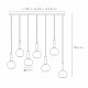 Lampada a sospensione lineare con diffusori pendenti in vetro dal design moderno